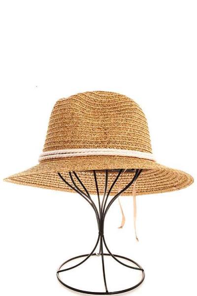 NATURAL FIBER WOVEN LADIES FEDORA HAT