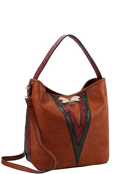 TRENDY RHINESTONE INSECT HOBO BAG WITH LONG STRAP
