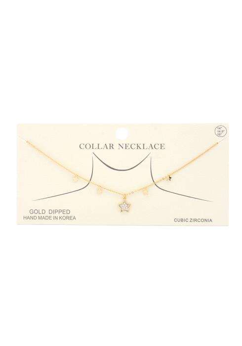 DAINTY RHINESTONE STAR CHARM COLLAR NECKLACE