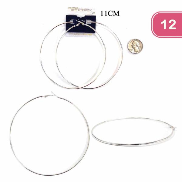 STAINLESS STEEL HOOP EARRING (12 UNITS)