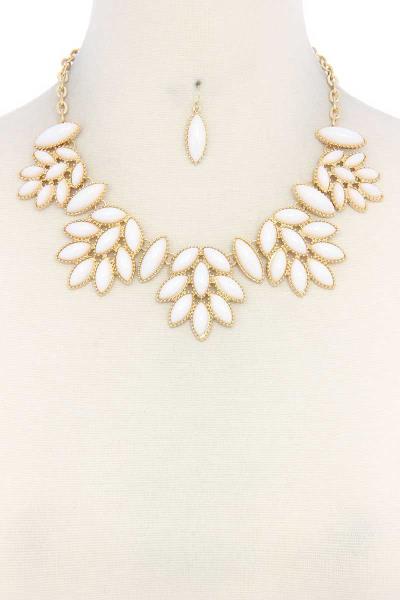 POINTED OVAL BEADED STATEMENT NECKLACE