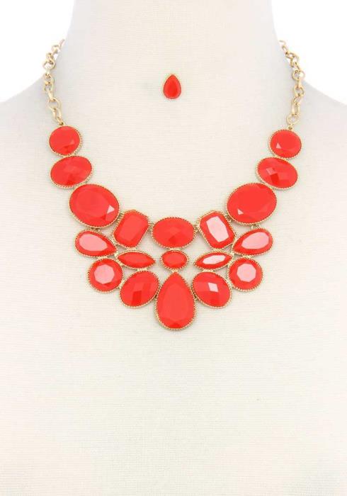 CIRCLE BEADED STATEMENT NECKLACE