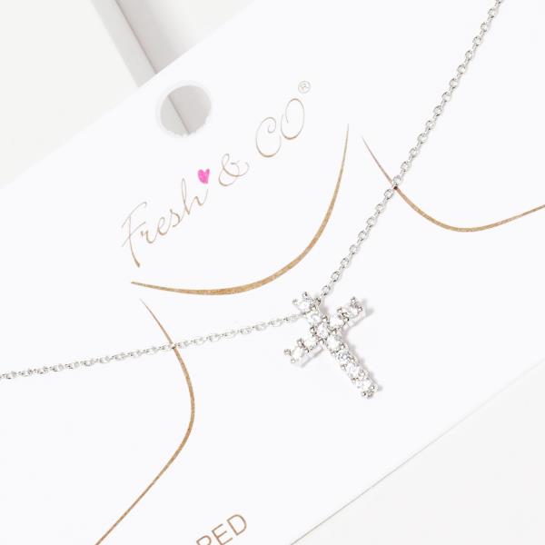 GOLD DIPPED CZ CROSS PENDANT NECKLACE