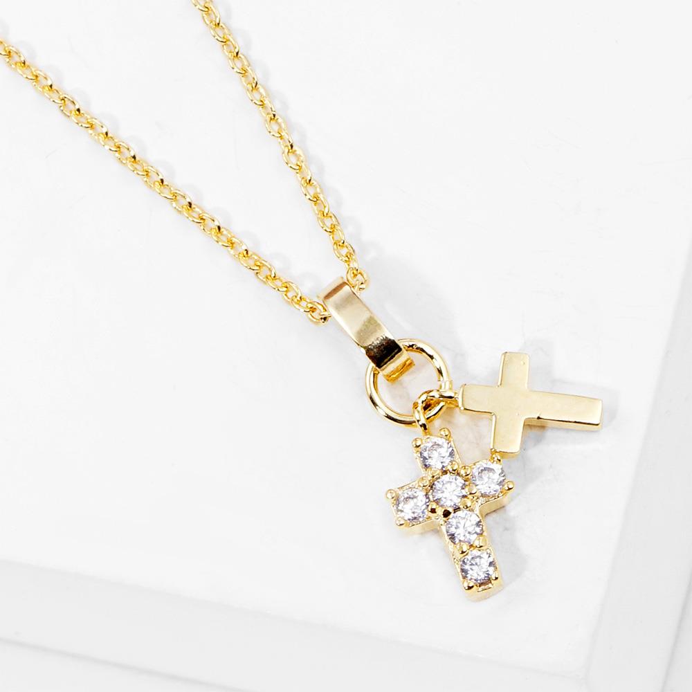 DOUBLE CROSS CHARM NECKLACE