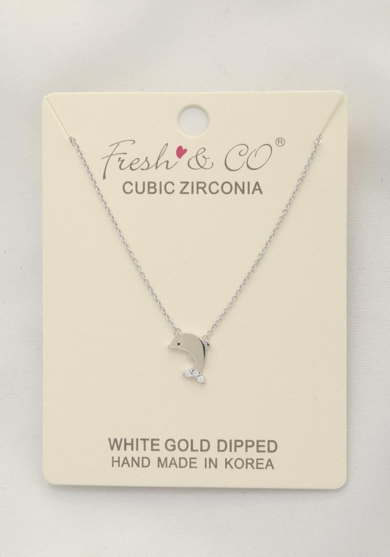 WHALE CHARM WHITE GOLD DIPPED NECKLACE