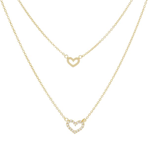 DAINTY DOUBLE HEART LAYERED NECKLACE