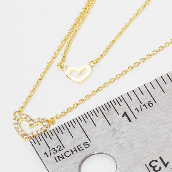 DAINTY DOUBLE HEART LAYERED NECKLACE