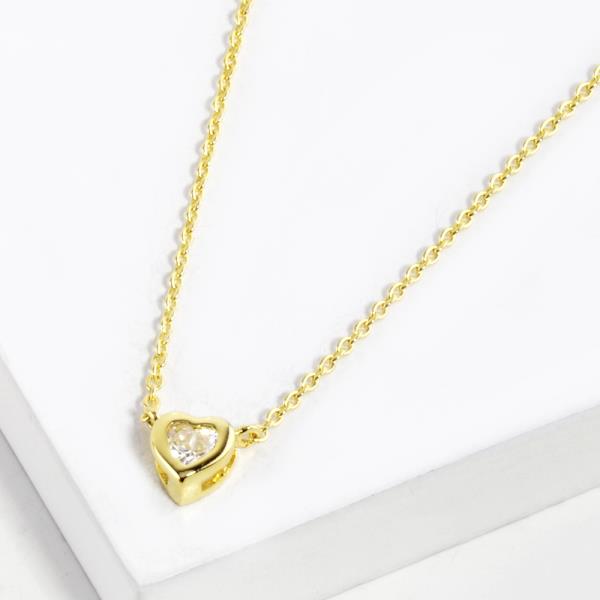 CZ GOLD DIPPED HEART PENDANT NECKLACE