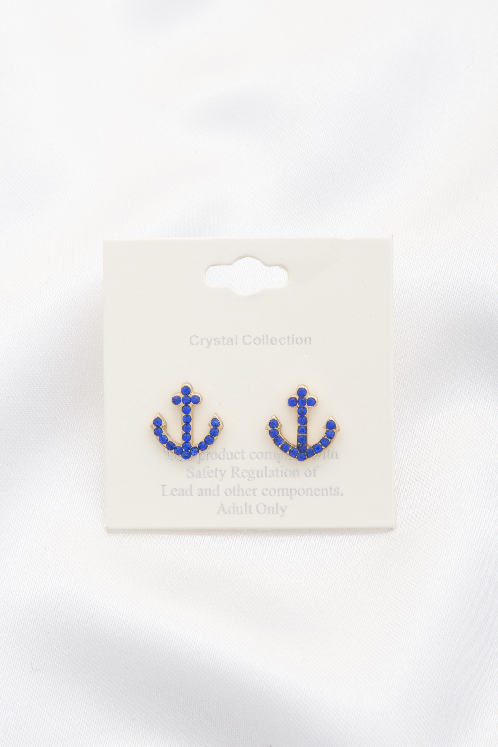 ANCHOR RHINESTONE STUD EARRING