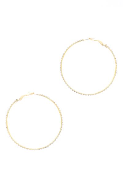 BASIC RHINESTONE HOOP EARRING
