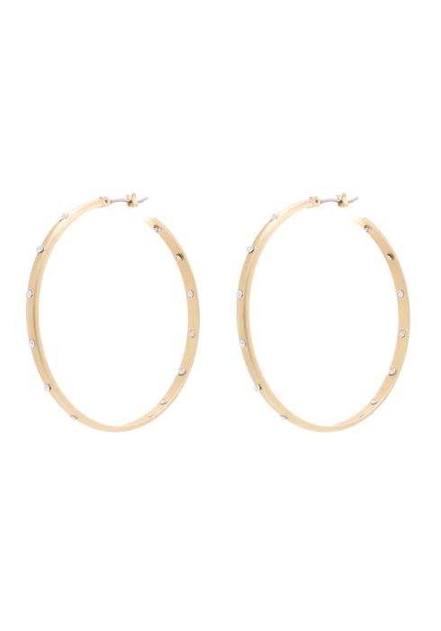 METAL STUD HOOP EARRING