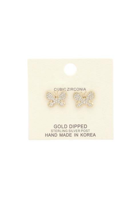 BUTTERFLY CUBIC ZIRCONIA GOLD DIPPED EARRING