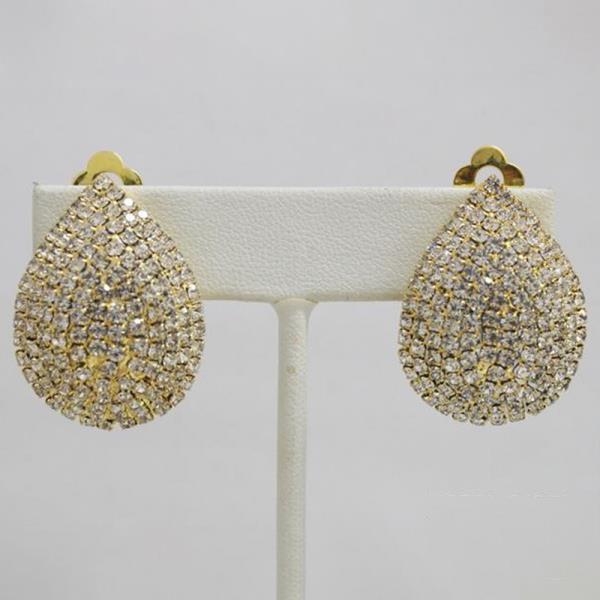 TEARDROP RHINESTONE CLIP EARRING