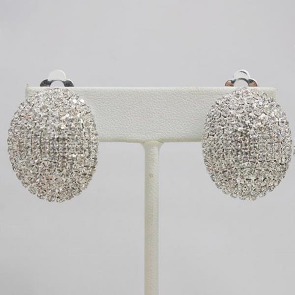 OVAL RHINESTONE CLIP EARRING