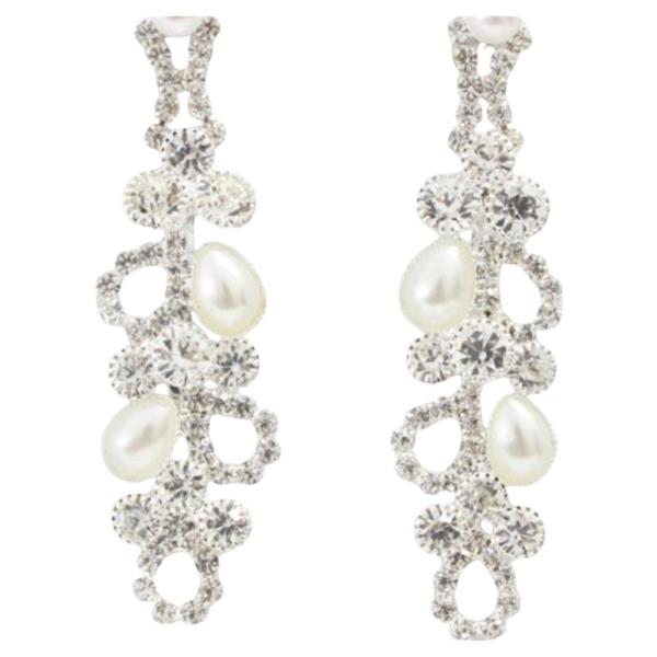 TEARDROP PEARL RHINESTONE EARRING