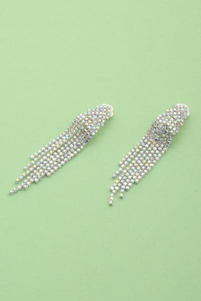 RHINESTONE DANGLE BRIDAL CLIP ON EARRING