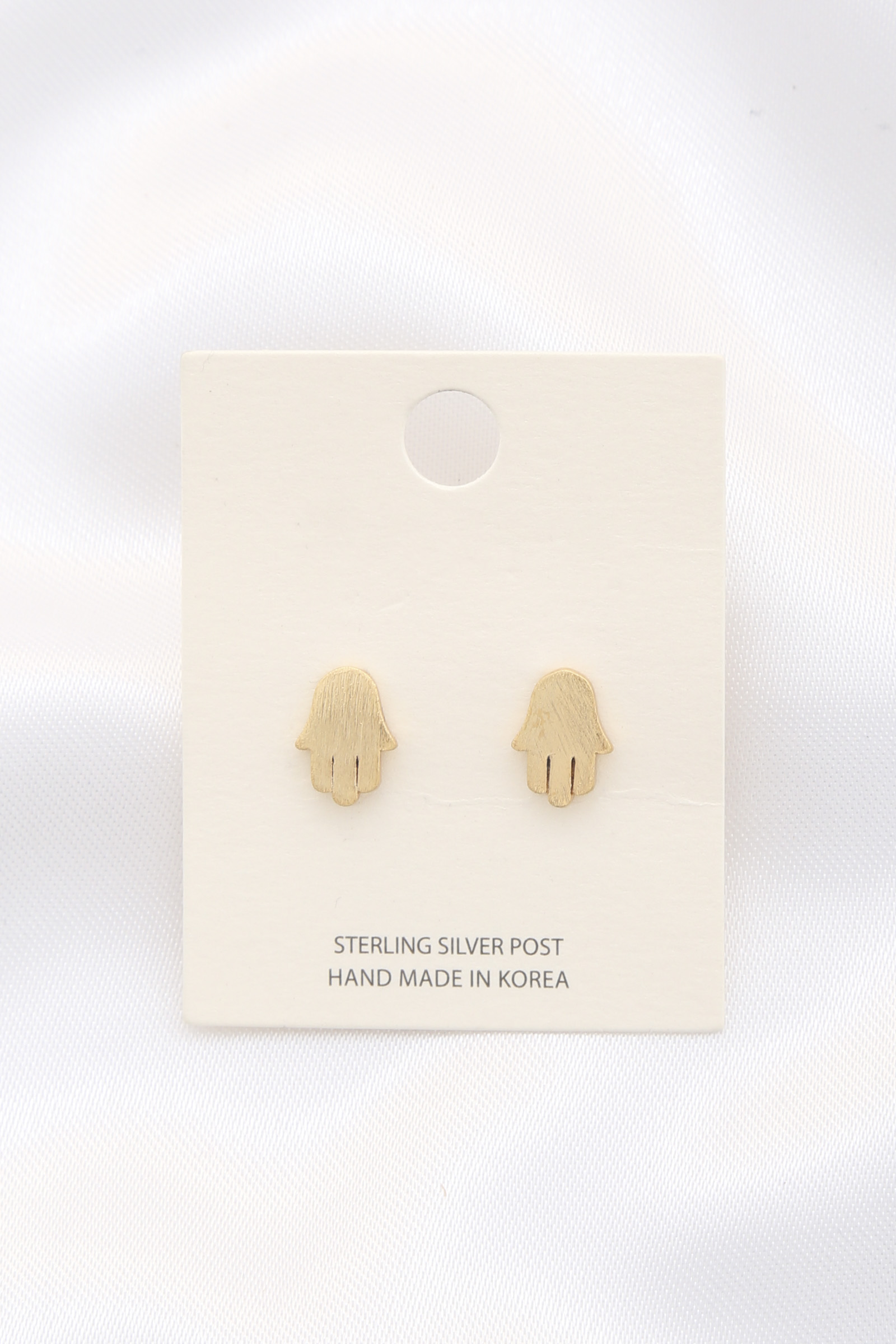 HAMSA HAND BRUSH METAL POST EARRING