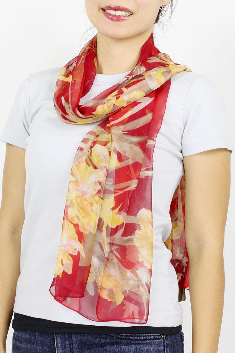 FLOWER PRINT CHIFFON SCARF