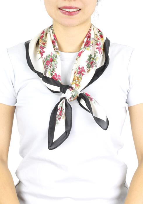 FLORAL PRINT BORDER SMOOTH SCARF