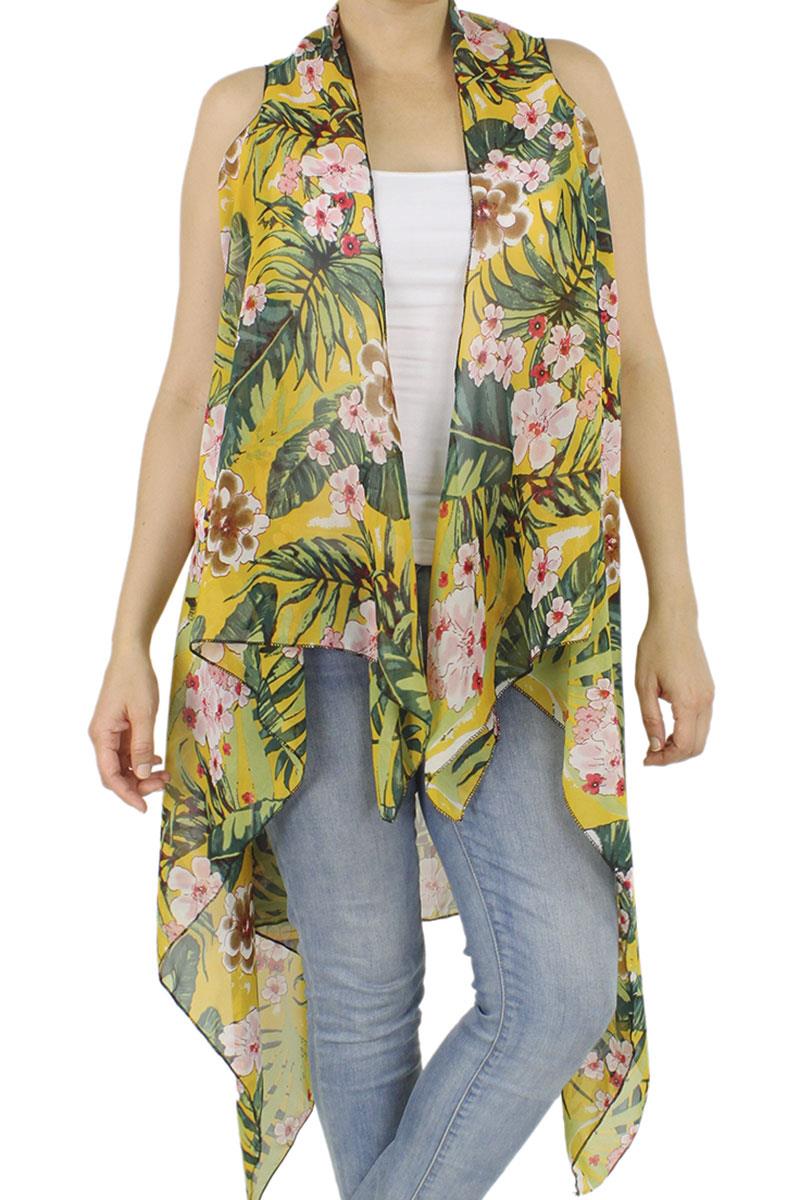 FLORAL PRINT CHIFFON VEST