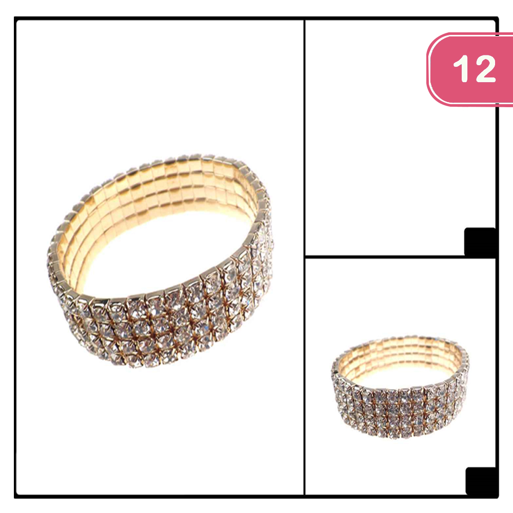 FASHION 4 LAYERED MULTI PEARL BEAD BRACELET 12 PCS