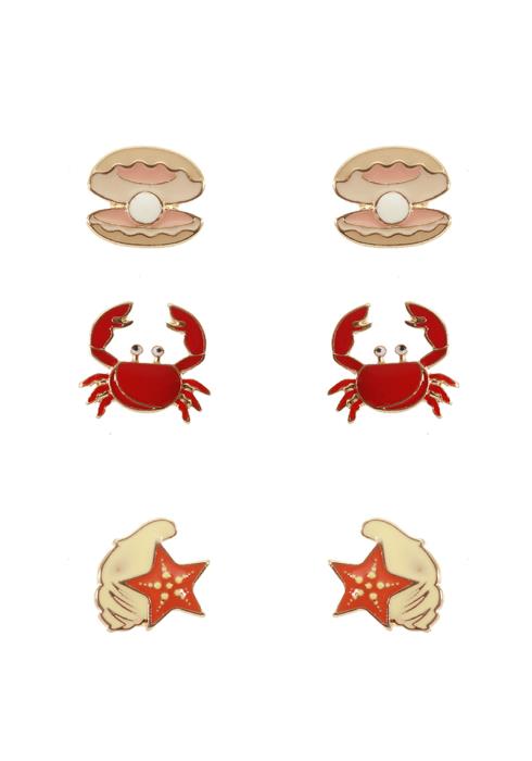 SEA LIFE STUD EARRING 3 PAIR SET
