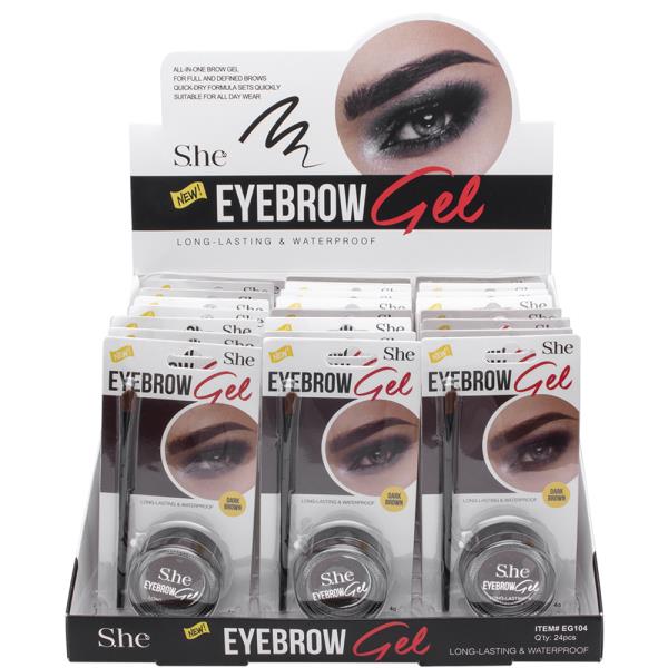 SHE LONG LASTING AND WATERPROOF EYEBROW GEL (24 UNITS)