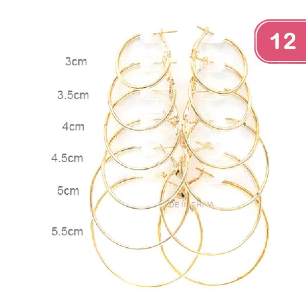 MULTI HOOP EARRING 6 PAIR SET (12 UNITS)