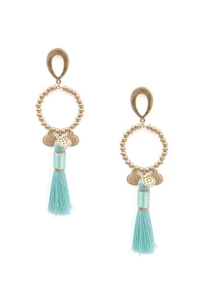 FASHION METAL CIRLCE TASSEL EARRING