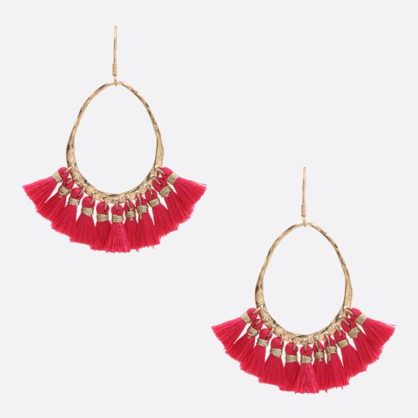 OVAL TASSEL DANGLE EARRING