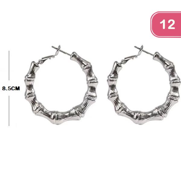 METAL 8.5CM BAMBOO HOOP EARRING (12 UNITS)