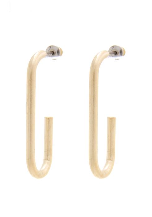 SODAJO SIMPLE OPEN OVAL METAL STUD EARRING