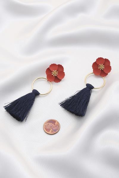 FASHION 3D FLOWER AND TASSEL DRO PEARRING