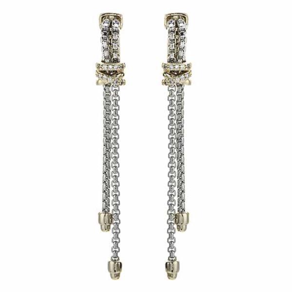 TWO TONE CZ DROP EARRING