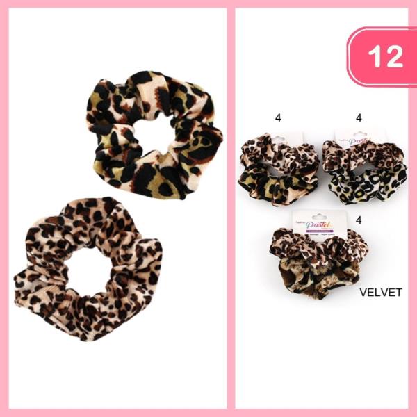 FASHION LOEPARD HAIR SCRUNCHIES 2 PC SET (12 UNITS)