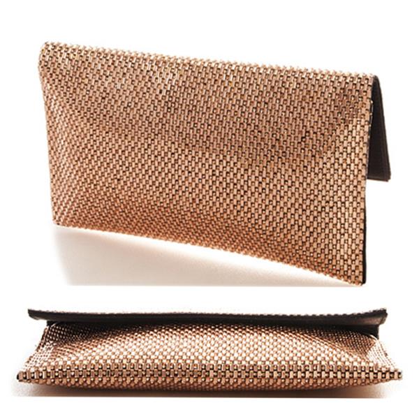 CHIC GLOSSY TEXTURED PRINCESS CLUTCH WITH CHAIN