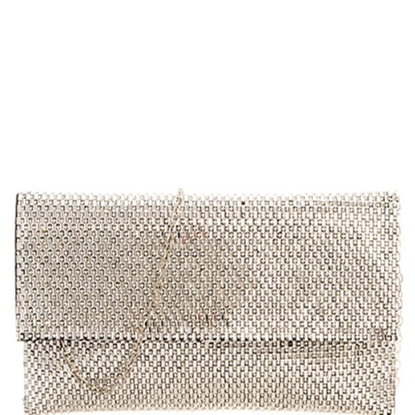 CHIC GLOSSY TEXTURED PRINCESS CLUTCH WITH CHAIN