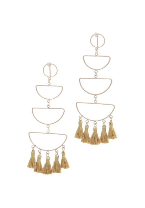 MULTI HALF CIRCLE TASSEL POST DROP EARRING