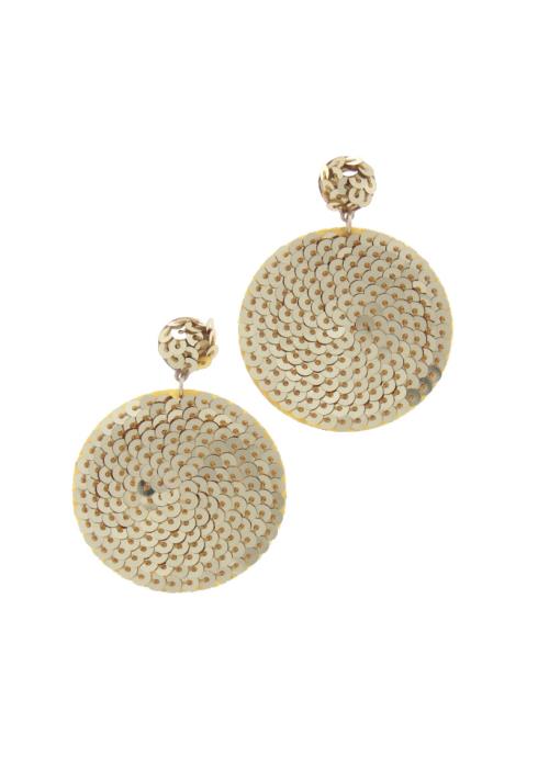 SEQUIN DOUBLE CIRCLE POST DROP EARRING