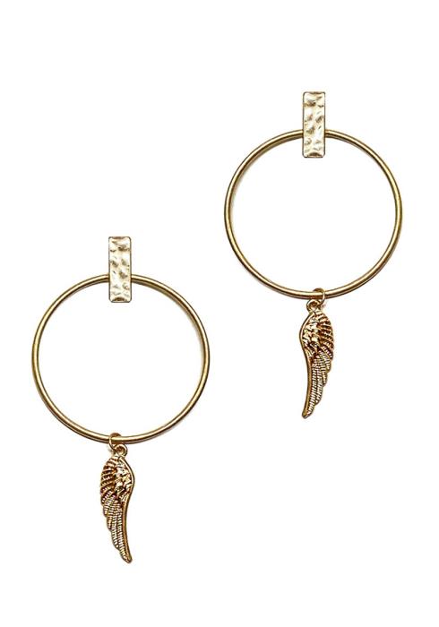 METAL RING ANGLE WING EARRING
