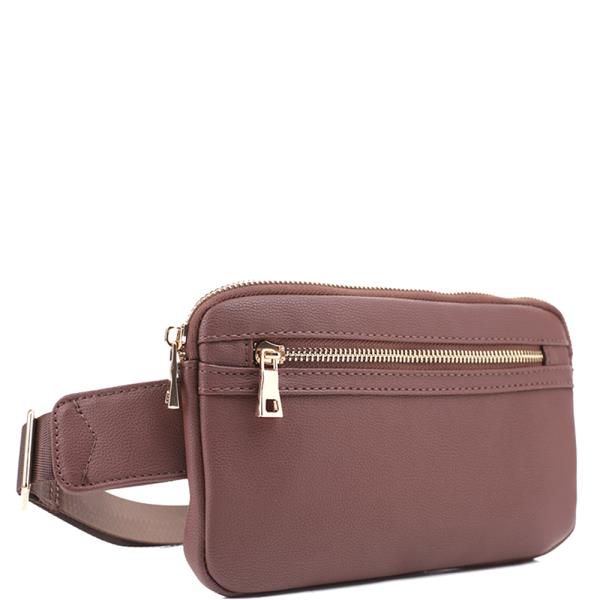 PLAIN SQUARE SHAPE ZIPPER FANNY PACK BAG