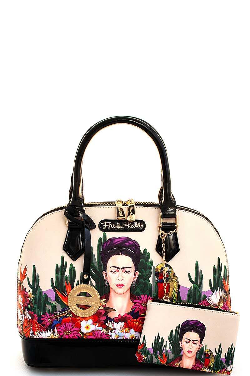 Frida Kahlo GENUINE CACTUS SERIES 2IN1 DOMED SATCHEL WITH LONG STRAP