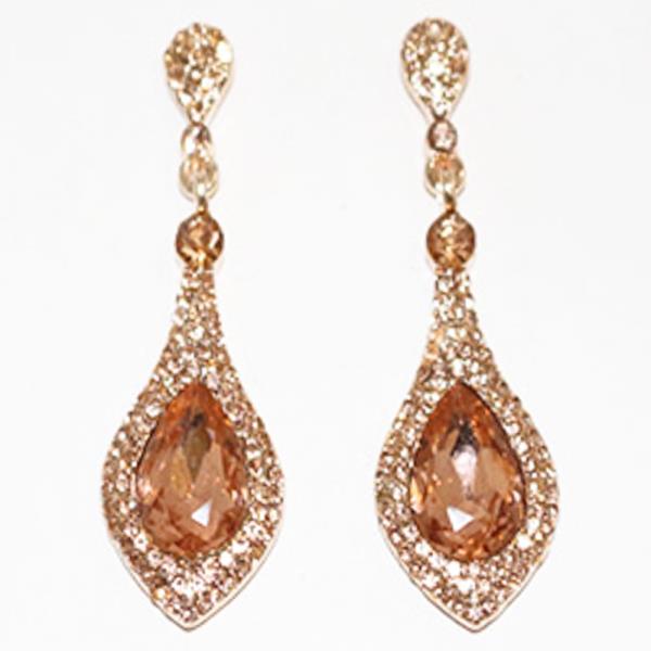 ELEGANT TEARDROP STONE EVENING EARRING