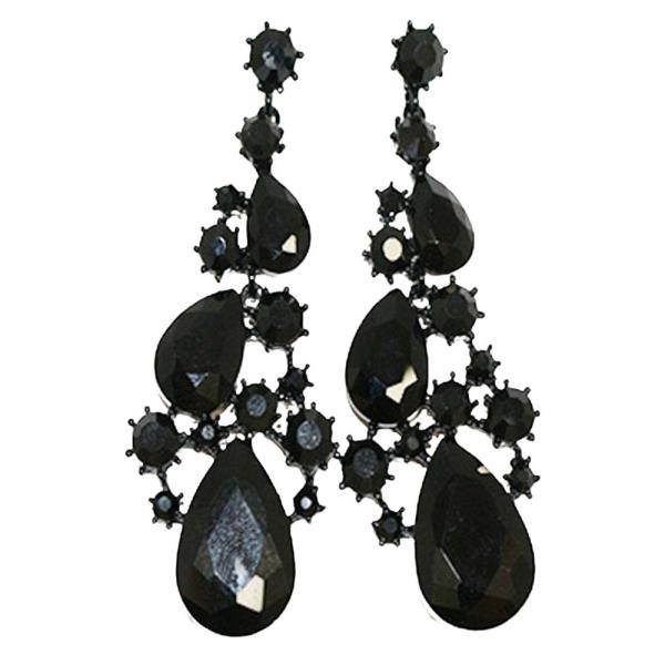 TRIPLE TEARDROP RHINESTONE DANGLE EARRING