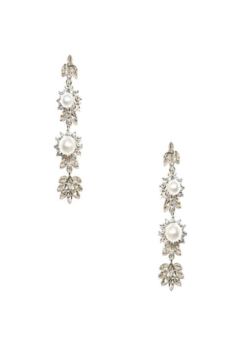 RHINESTONE PEARL DROP EARRING