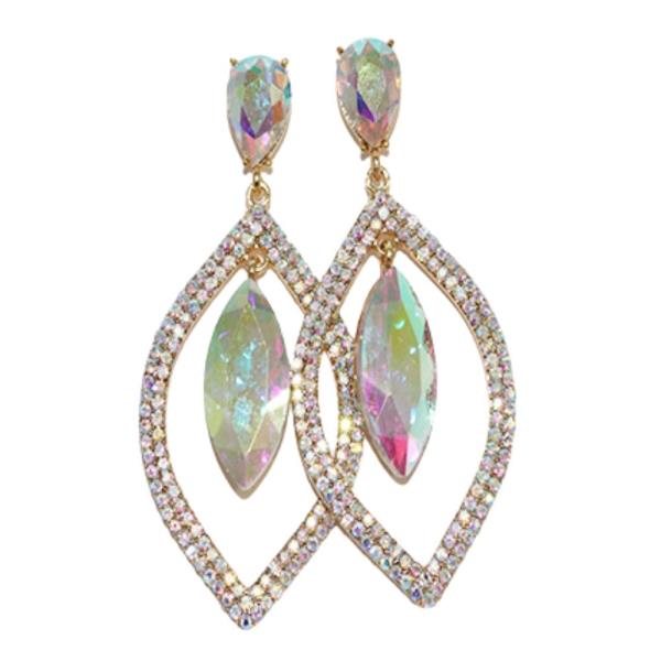 MARQUISE SHAPE RHINESTONE POST DROP EARRING