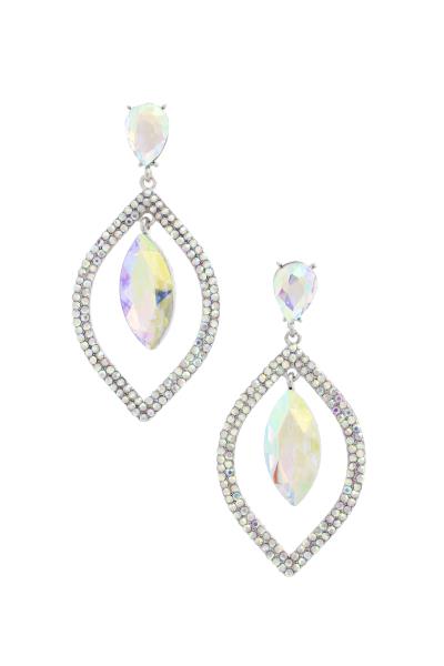 MARQUISE SHAPE RHINESTONE POST DROP EARRING