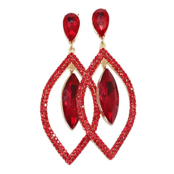 MARQUISE SHAPE RHINESTONE POST DROP EARRING