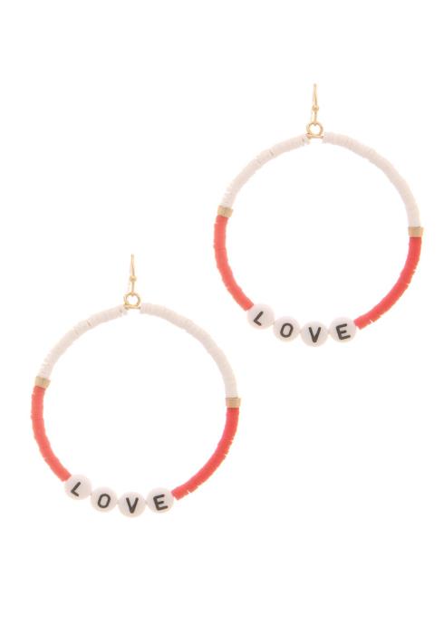 MIX COLOR BEADED LOVE MESSAGE HOOK EARRING