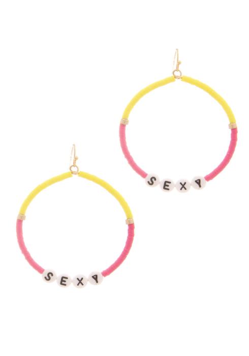 MIX COLOR BEADED SEXY MESSAGE HOOK EARRING